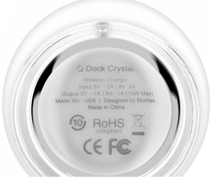 Беспроводное зарядное устройство Momax Q.Dock Crystal Wireless Charger White (UD8W)