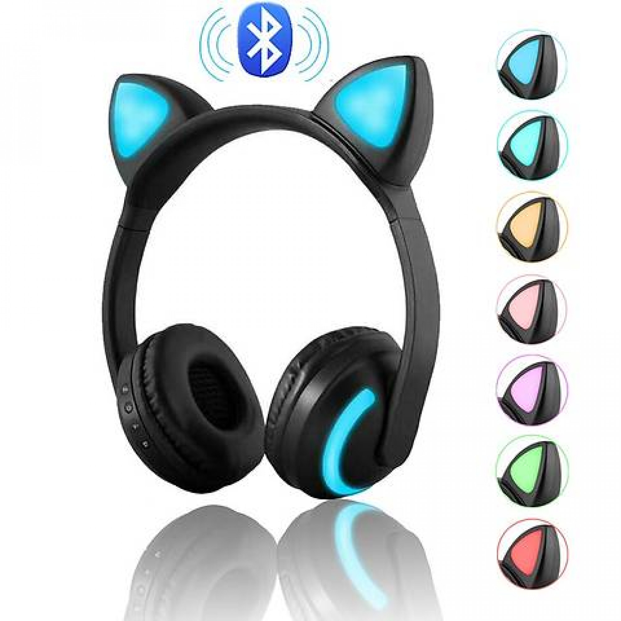 Bluetooth Наушники с кошачьими ушками LED подсветка 7 цветов ZW-19
