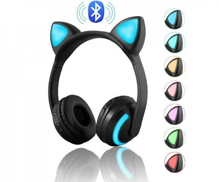 Bluetooth Наушники с кошачьими ушками LED подсветка 7 цветов ZW-19