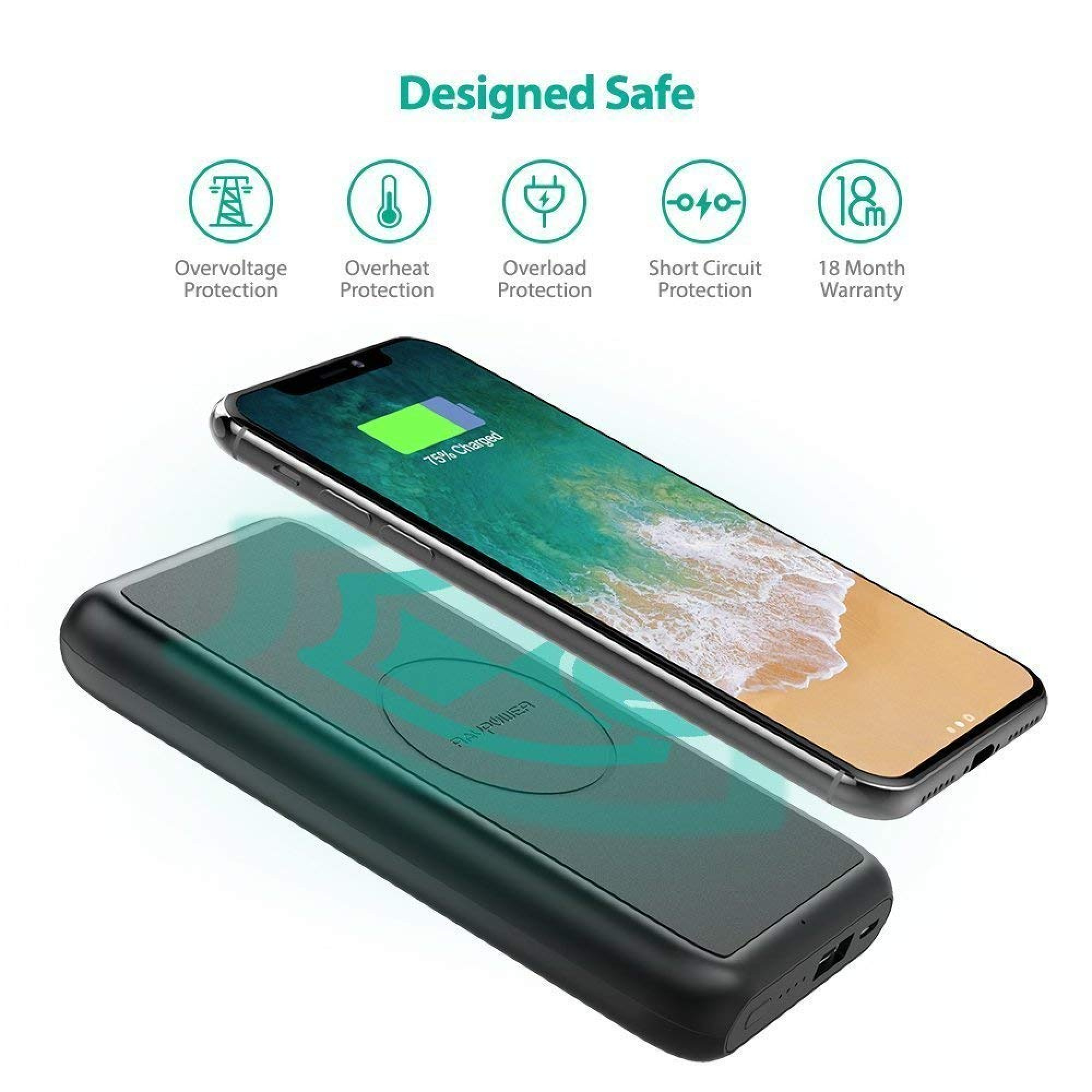 Внешний аккумулятор RavPower RP-PB081 Wireless 10000mAh Black