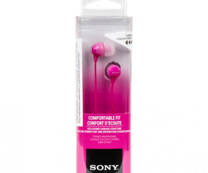 Наушники Sony MDR-EX15LP Pink, Mini jack (3.5 мм), вакуумные, кабель 1.2 м 