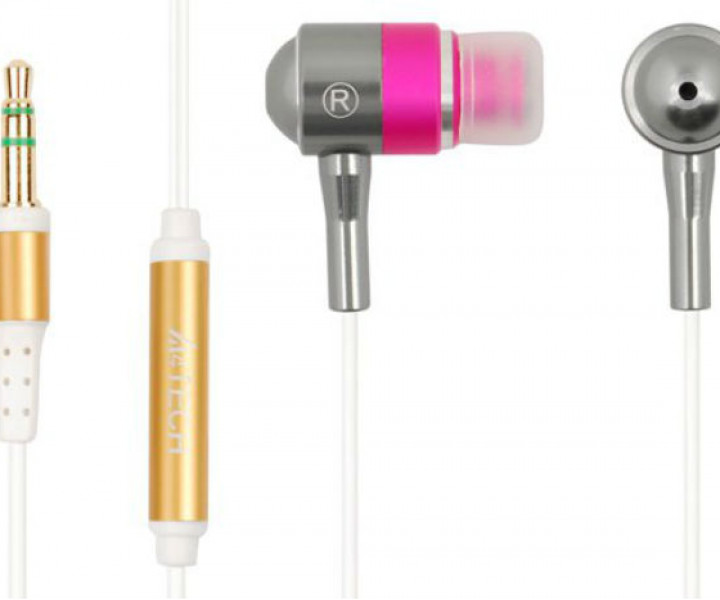 Наушники A4Tech MK-650-P Pink, Mini jack (3.5 мм), вакуумные, кабель 1.4 м