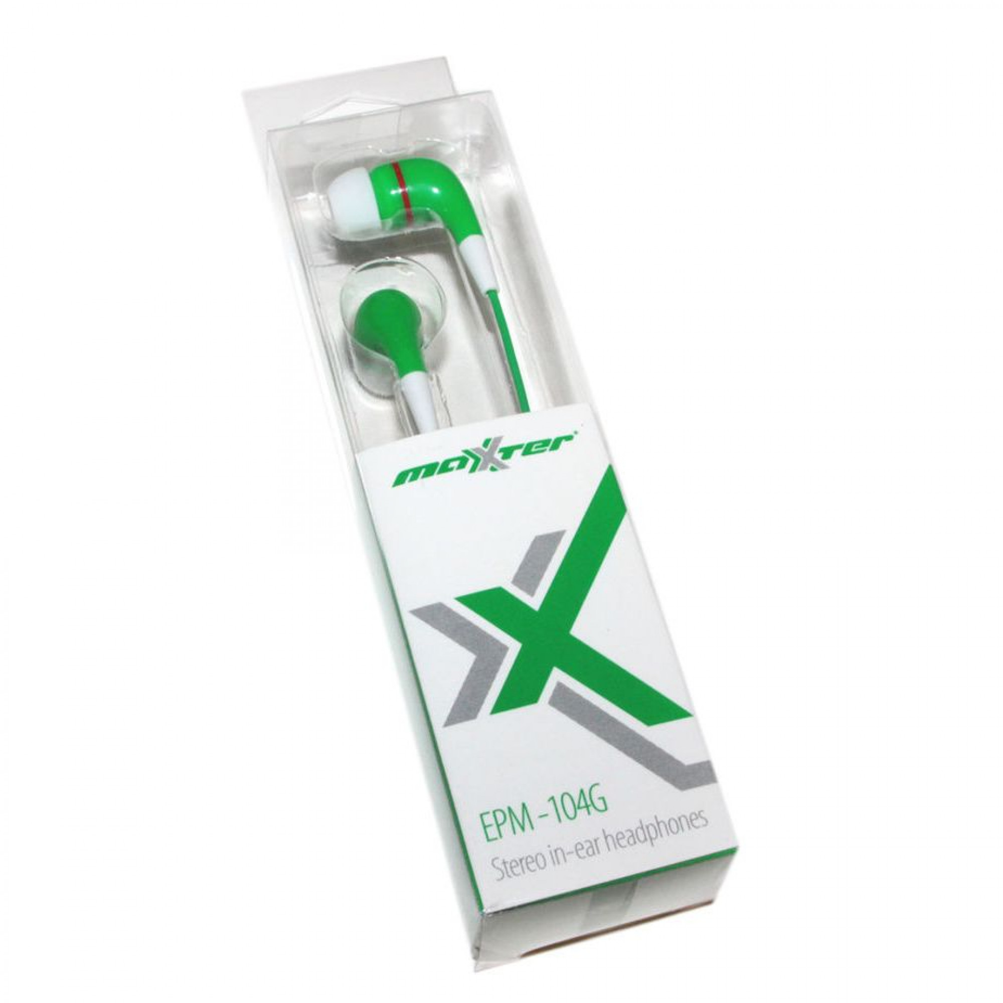 Наушники Maxxter EPM-104G Green, Mini jack (3.5 mm), вакуумные, кабель 1.2m