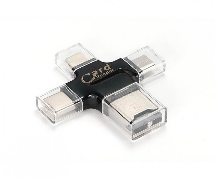 Кардридер Coteetci 4 in 1 Card Reader Black