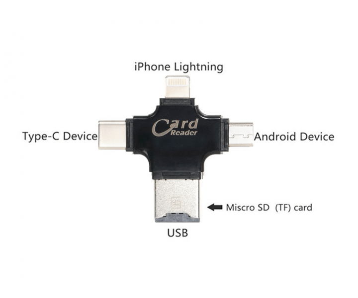 Кардридер Coteetci 4 in 1 Card Reader Black