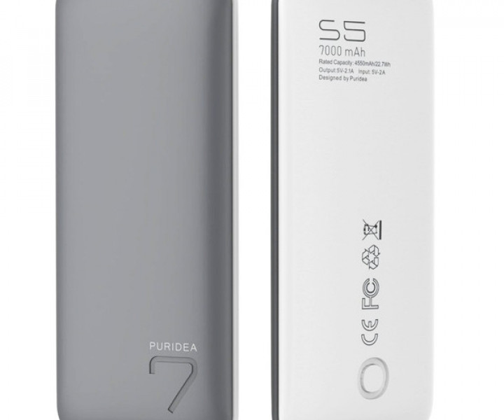 Внешний аккумулятор PURIDEA S5 7000mAh Li-Pol Rubber Grey & White
