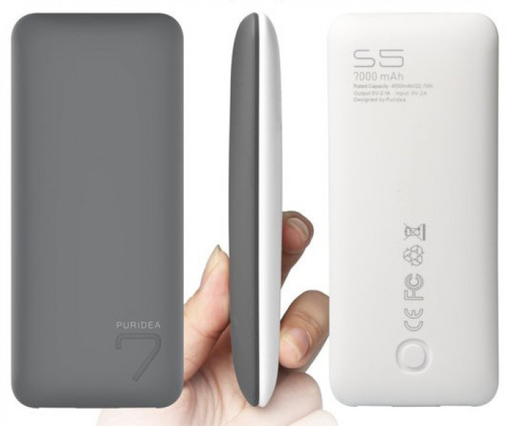 Внешний аккумулятор PURIDEA S5 7000mAh Li-Pol Rubber Grey & White