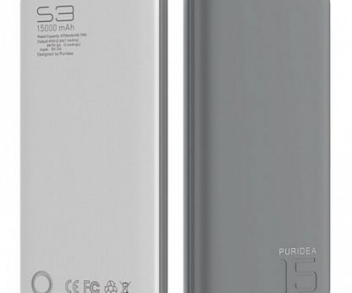 Внешний аккумулятор PURIDEA S3 15000mAh Li-Pol Rubber Grey & White