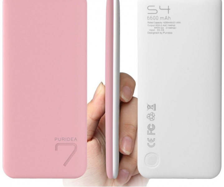 Внешний аккумулятор PURIDEA S4 6000mAh Li-Pol Rubber Pink & White