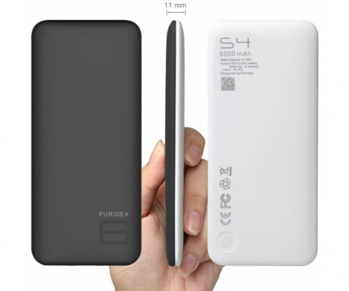Внешний аккумулятор PURIDEA S4 6000mAh Li-Pol Rubber Black & White