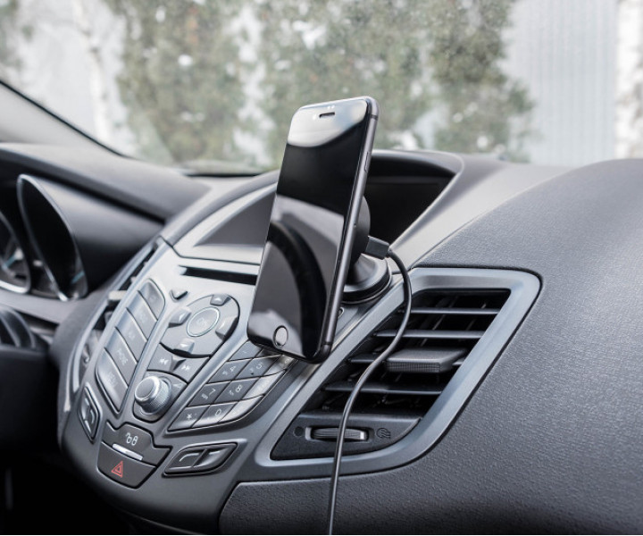 Авто ЗУ Qitech Car and Desk Holder Nano Auto Wireless with QI Black (QT-NA-02Bk)