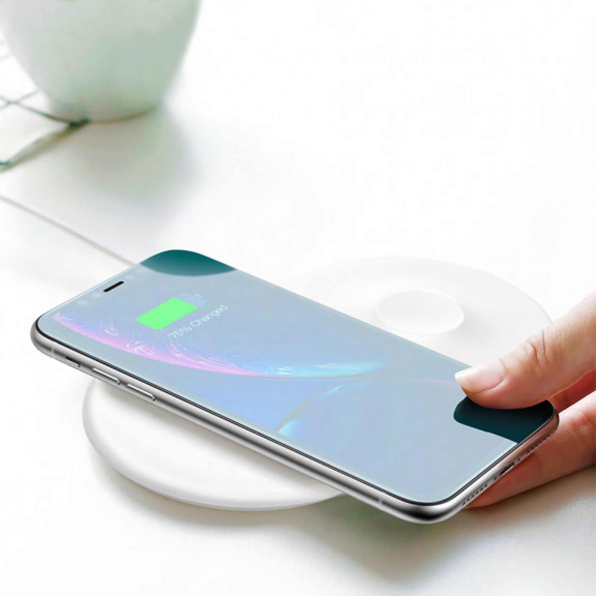 Беспроводная зарядка Baseus Wireless Charger Smart 2 in 1 White