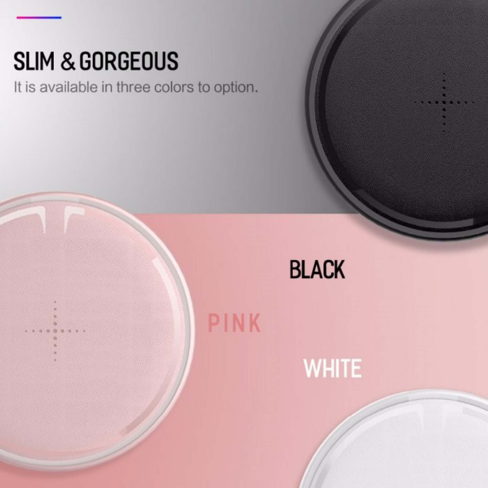 Беспроводная Qi зарядка Rock W12 Wireless Fast Charger 10W Pink