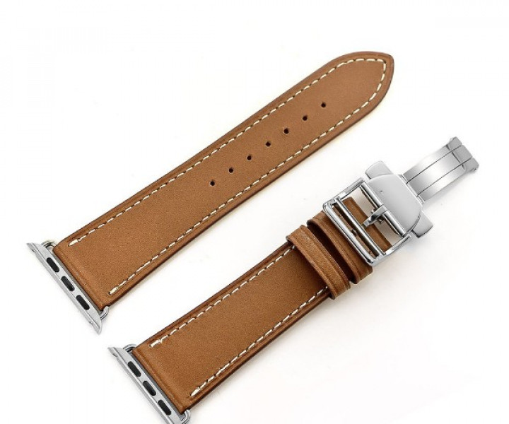 Ремінець Apple Watch 42mm Hermes Single Tour Deployment Buckle Leather Band Fauve Barenia