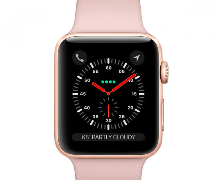 Apple Watch Series 3 GPS + LTE 42mm Gold Aluminium Case with Pink Sand Sport Band (MQK32)