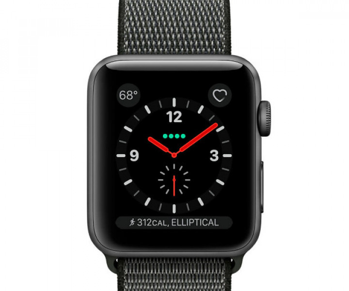 Apple Watch Series 3 GPS + LTE 42mm Gray Aluminum Case with Dark Olive Sport Loop (MQK62)