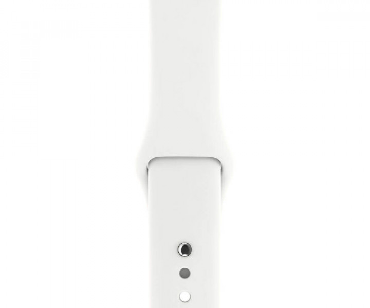 Apple Watch Series 3 GPS + Cellular 42mm Stainless Steel Case with Soft White Sport Band (MQK82)