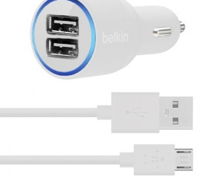 АЗУ Belkin 20 Watt/2.1A 2USB +Lightning cable White