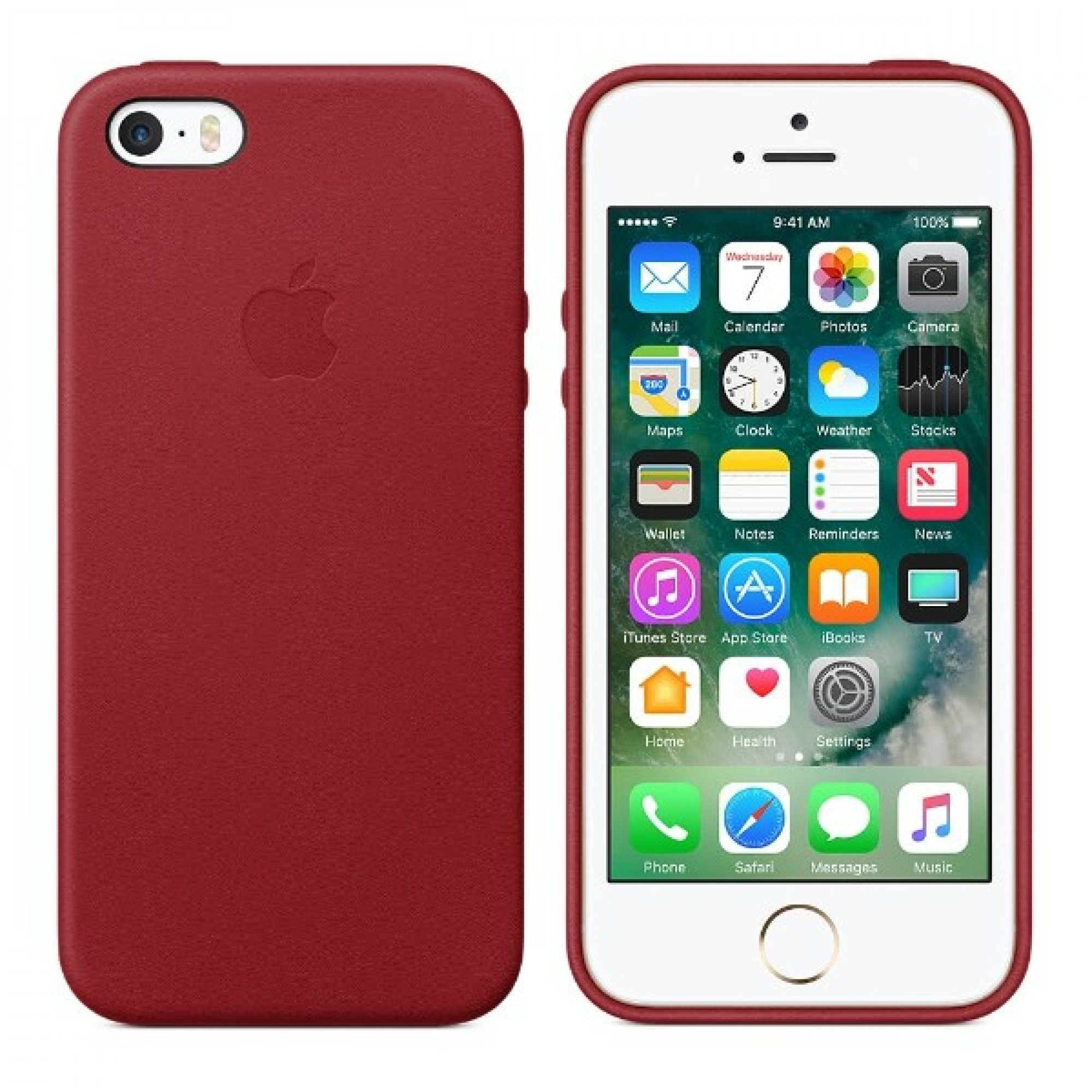 Чохол Apple Leather Case для iPhone 5 / 5s / SE (PRODUCT) RED (MNYV2)
