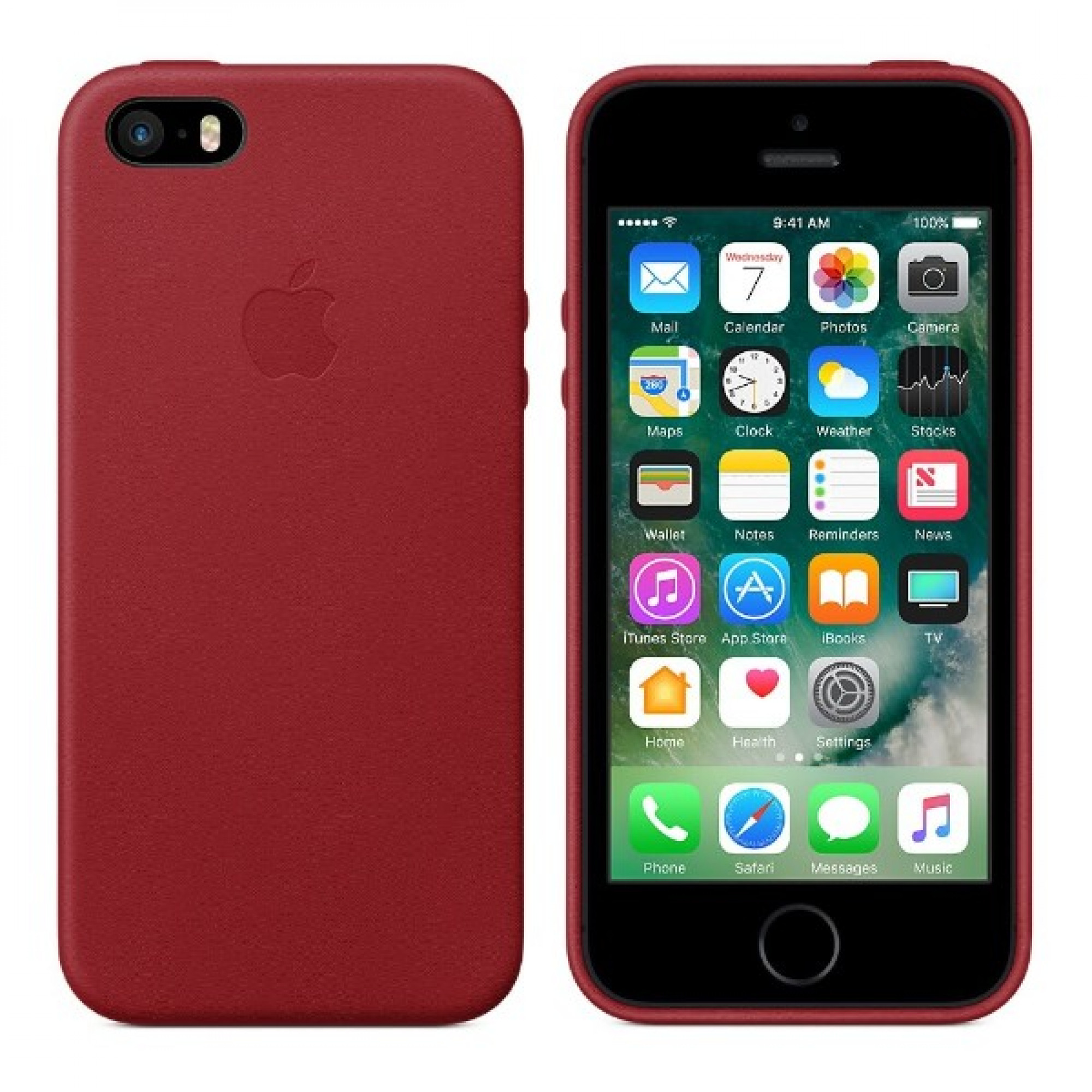 Чохол Apple Leather Case для iPhone 5 / 5s / SE (PRODUCT) RED (MNYV2)