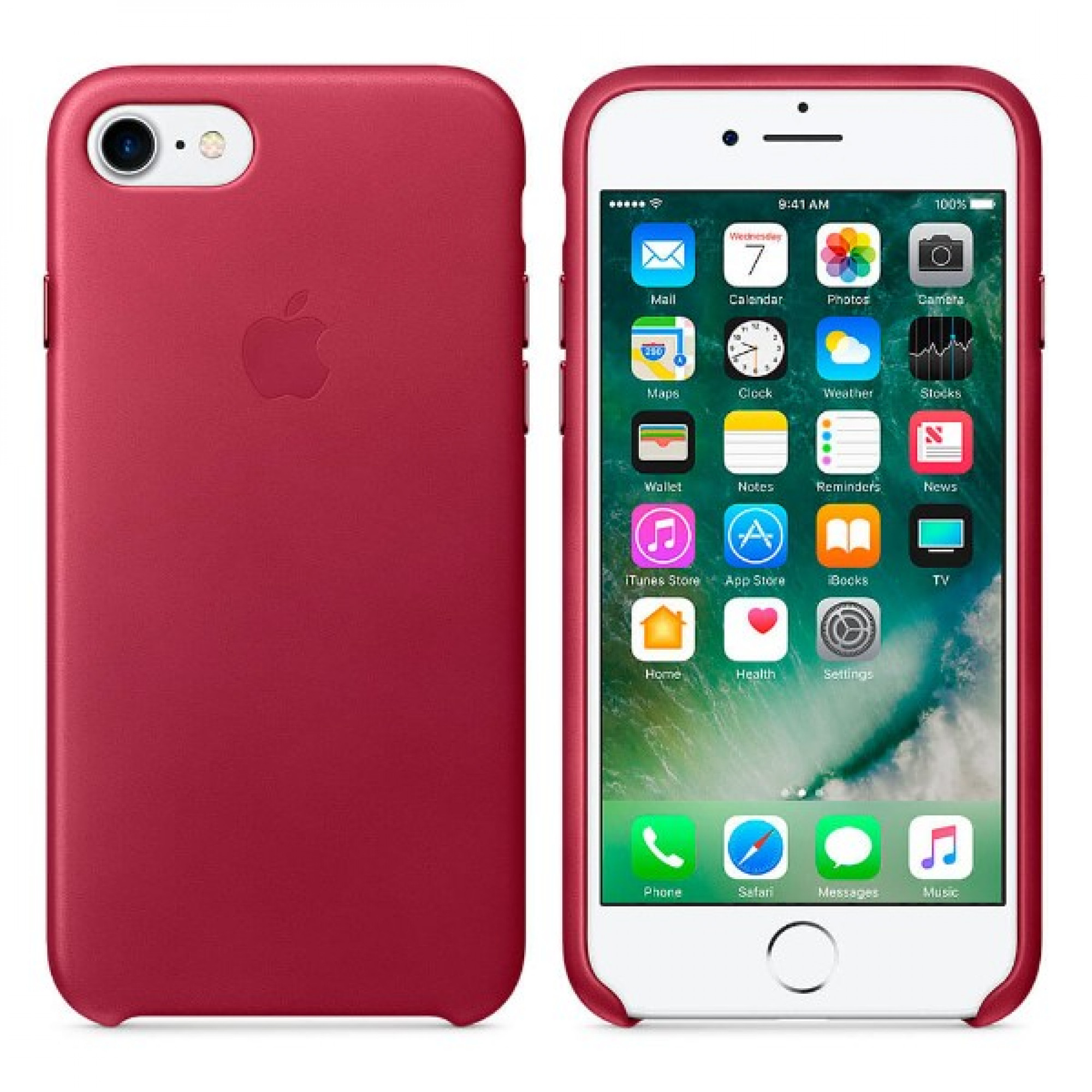 Оригінальний чохол Apple Leather Case для iPhone 8/7 Berry (MPVG2)