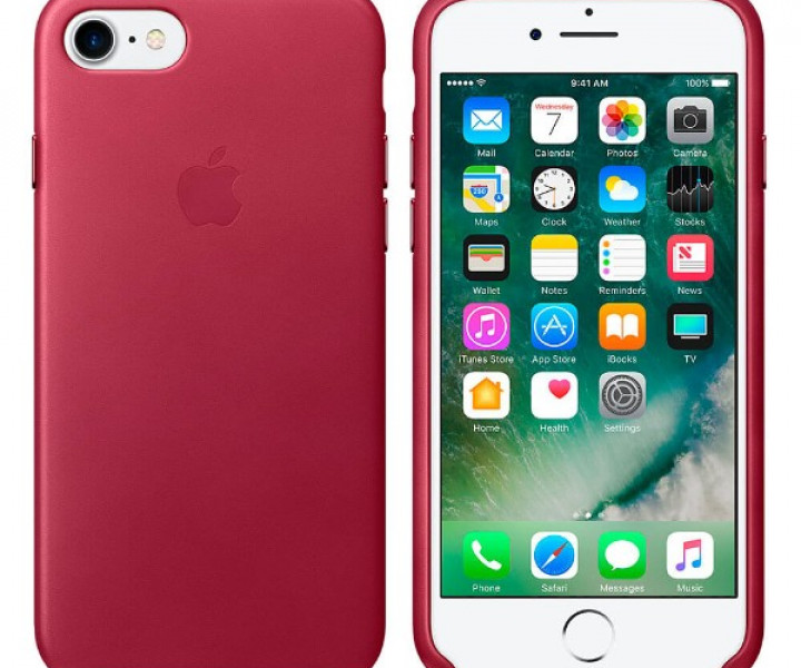 Оригинальный чехол Apple Leather Case для iPhone 8/7 Berry (MPVG2)