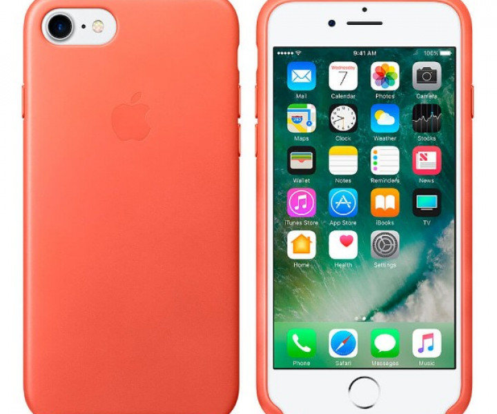 Оригинальный чехол Apple Leather Case для iPhone 8/7 Geranium (MQ5F2)