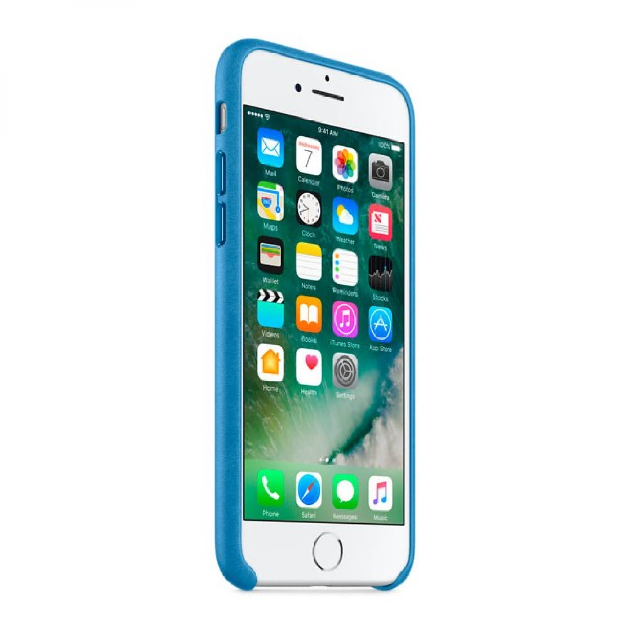 Оригинальный чехол Apple Leather Case для iPhone 8/7 Sea Blue (MMY42)