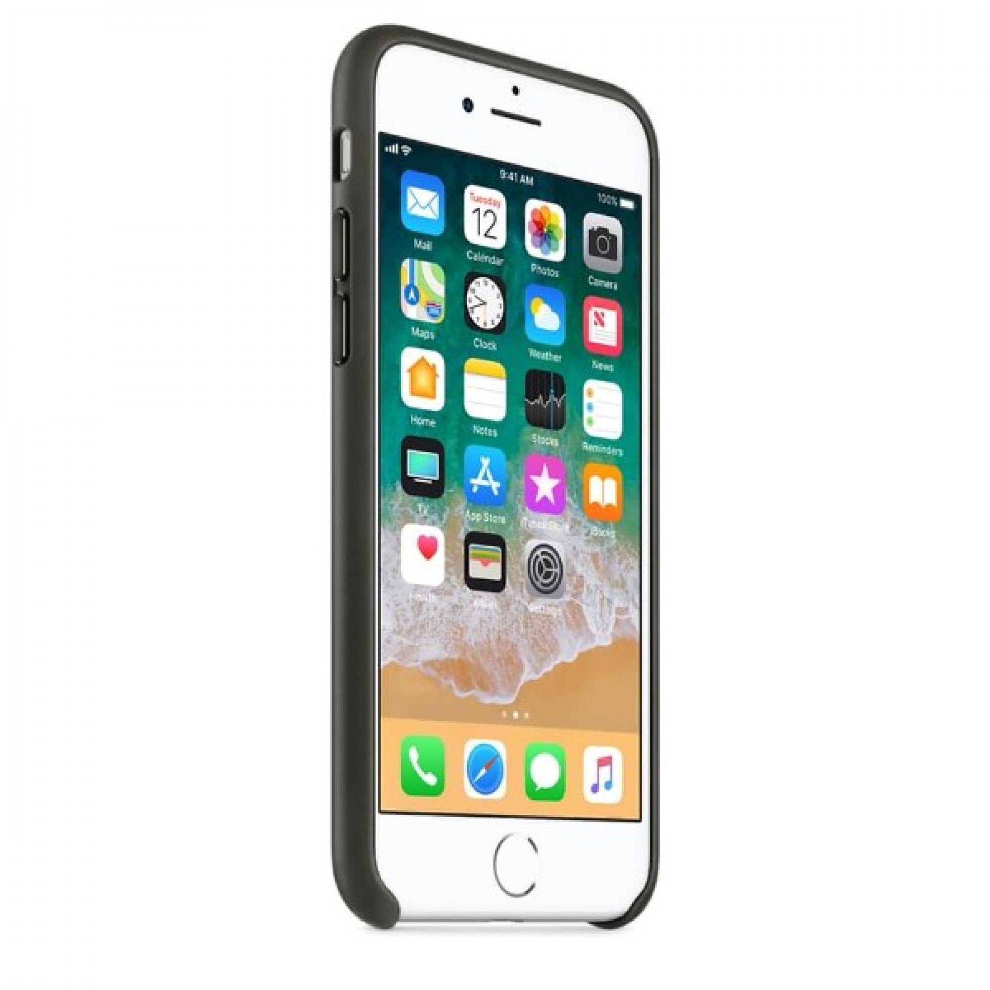 Оригинальный чехол Apple Leather Case для iPhone 8/7 Charcoal Gray (MQHC2)