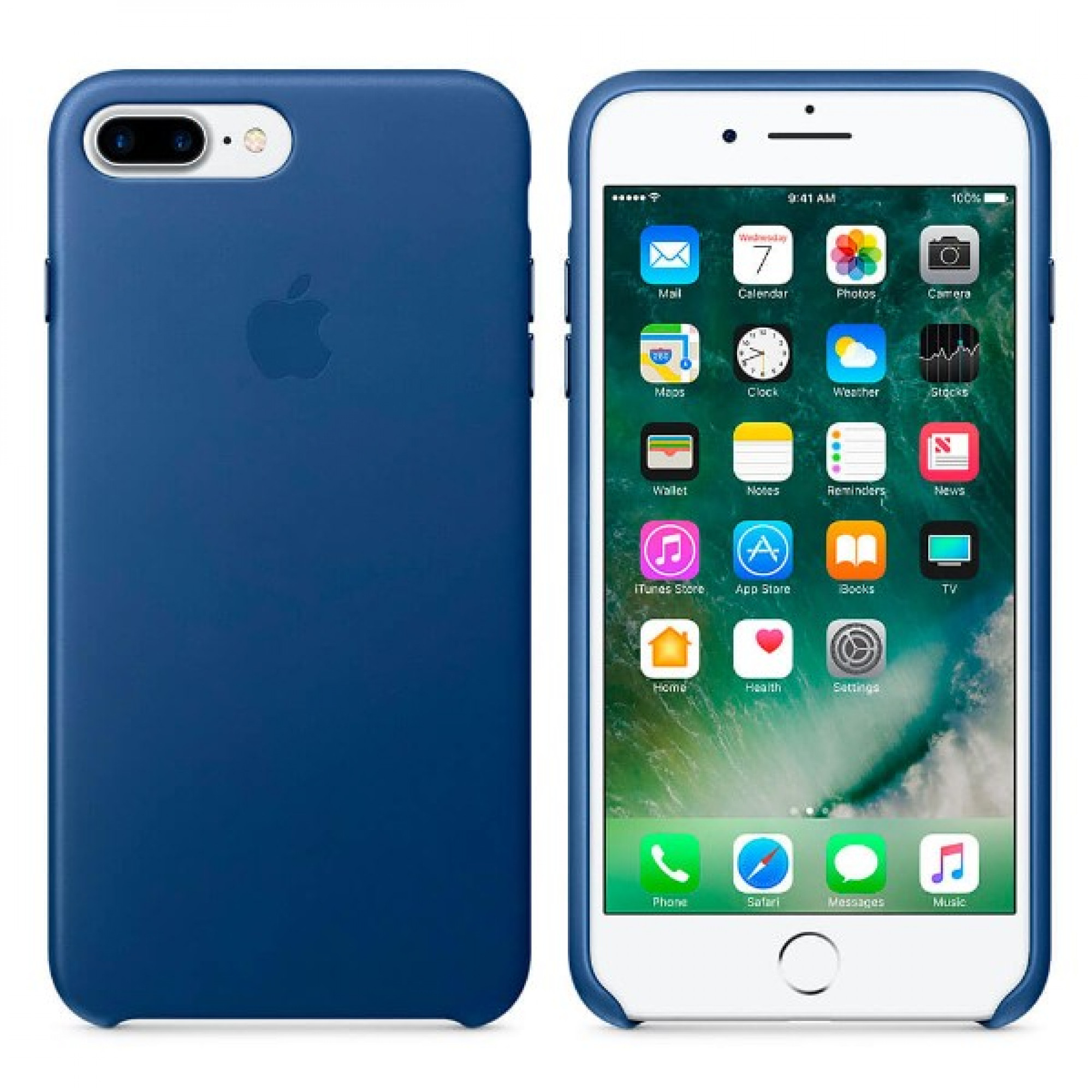 Оригінальний чохол Apple Leather Case для iPhone 8 Plus / 7 Plus Sapphire (MPTF2)