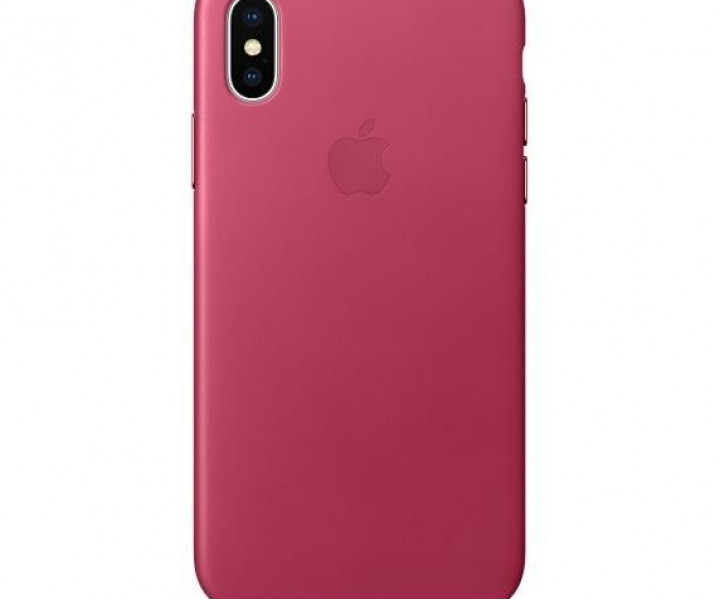 Оригинальный чехол Apple Leather Case для iPhone X Pink Fuchsia (MQTJ2)