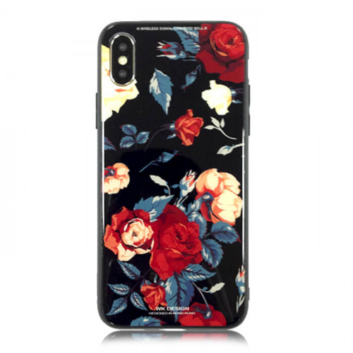 Чохол WK Design Glass LL01 White-Red Rose для iPhone X