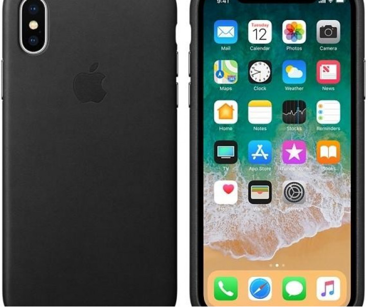 Оригинальный чехол Apple Leather Case для iPhone X Black (MQTD2)