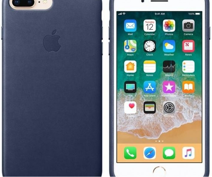 Оригінальний чохол Apple Leather Case для iPhone 8 Plus / 7 Plus Midnight Blue (MQHL2)