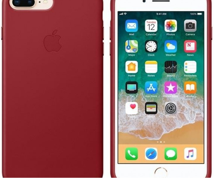 Оригинальный чехол Apple Leather Case для iPhone 8 Plus/7 Plus (PRODUCT) RED (MQHN2)