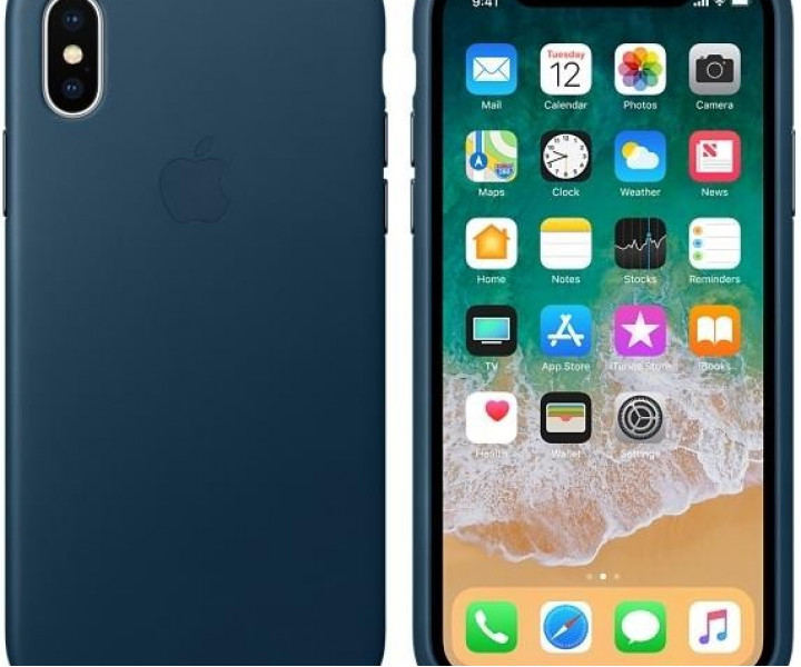 Оригінальний чохол Apple Leather Case для iPhone X Cosmos Blue (MQTH2)