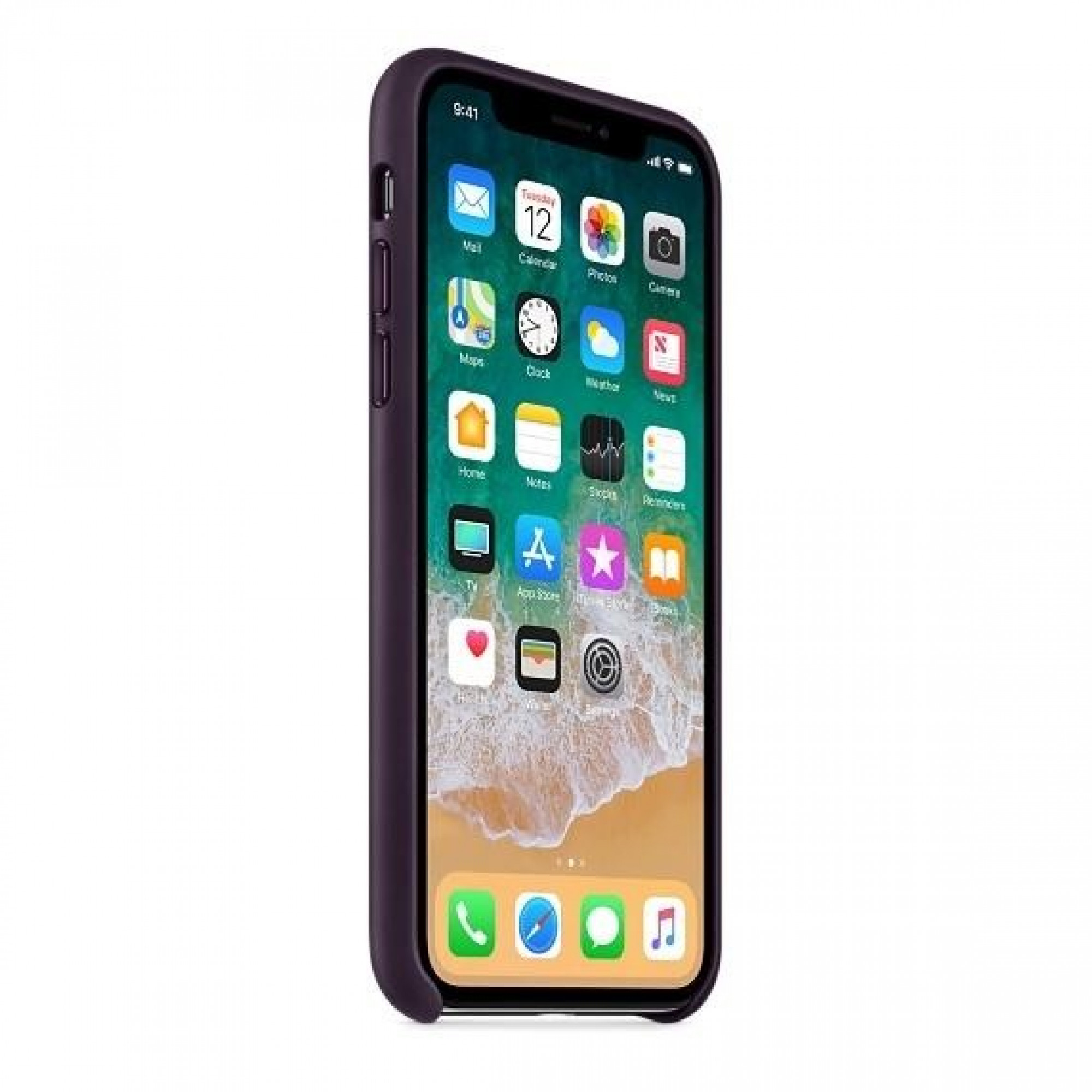 Оригинальный чехол Apple Leather Case для iPhone X Dark Aubergine (MQTG2)