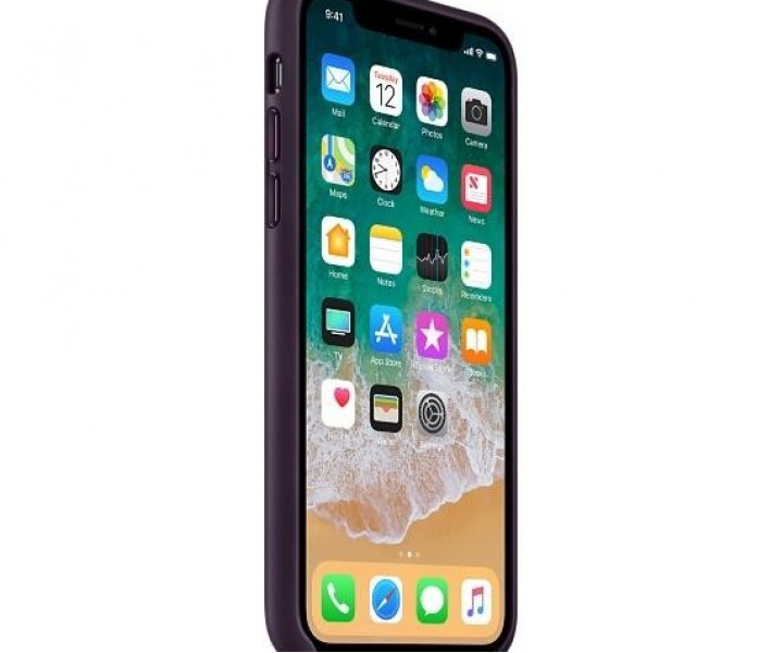 Оригинальный чехол Apple Leather Case для iPhone X Dark Aubergine (MQTG2)