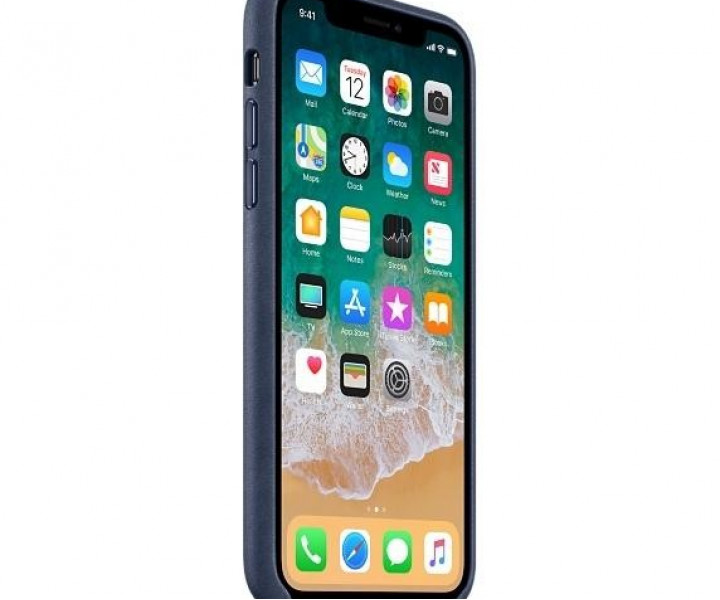 Оригінальний чохол Apple Leather Case для iPhone X Midnight Blue (MQTC2)