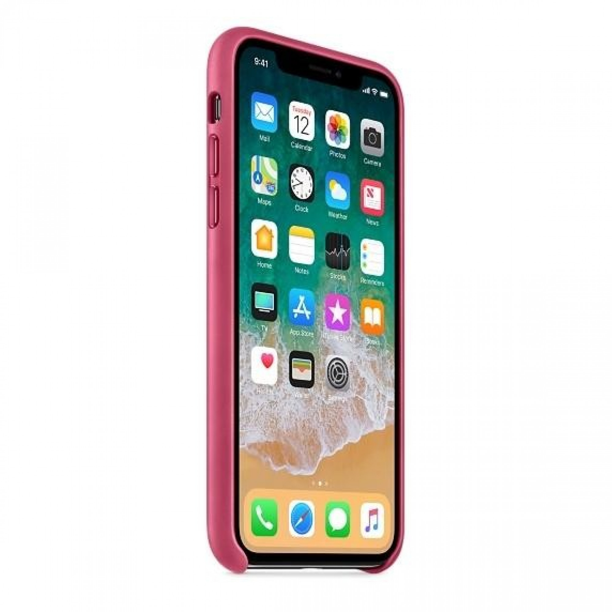 Оригінальний чохол Apple Leather Case для iPhone X Pink Fuchsia (MQTJ2)