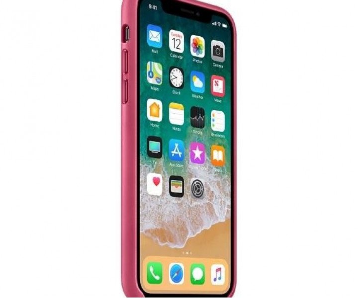 Оригінальний чохол Apple Leather Case для iPhone X Pink Fuchsia (MQTJ2)