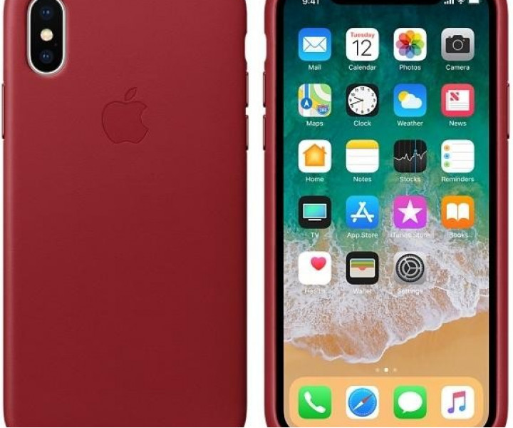 Оригінальний чохол Apple Leather Case для iPhone X (PRODUCT) Red (MQTE2)