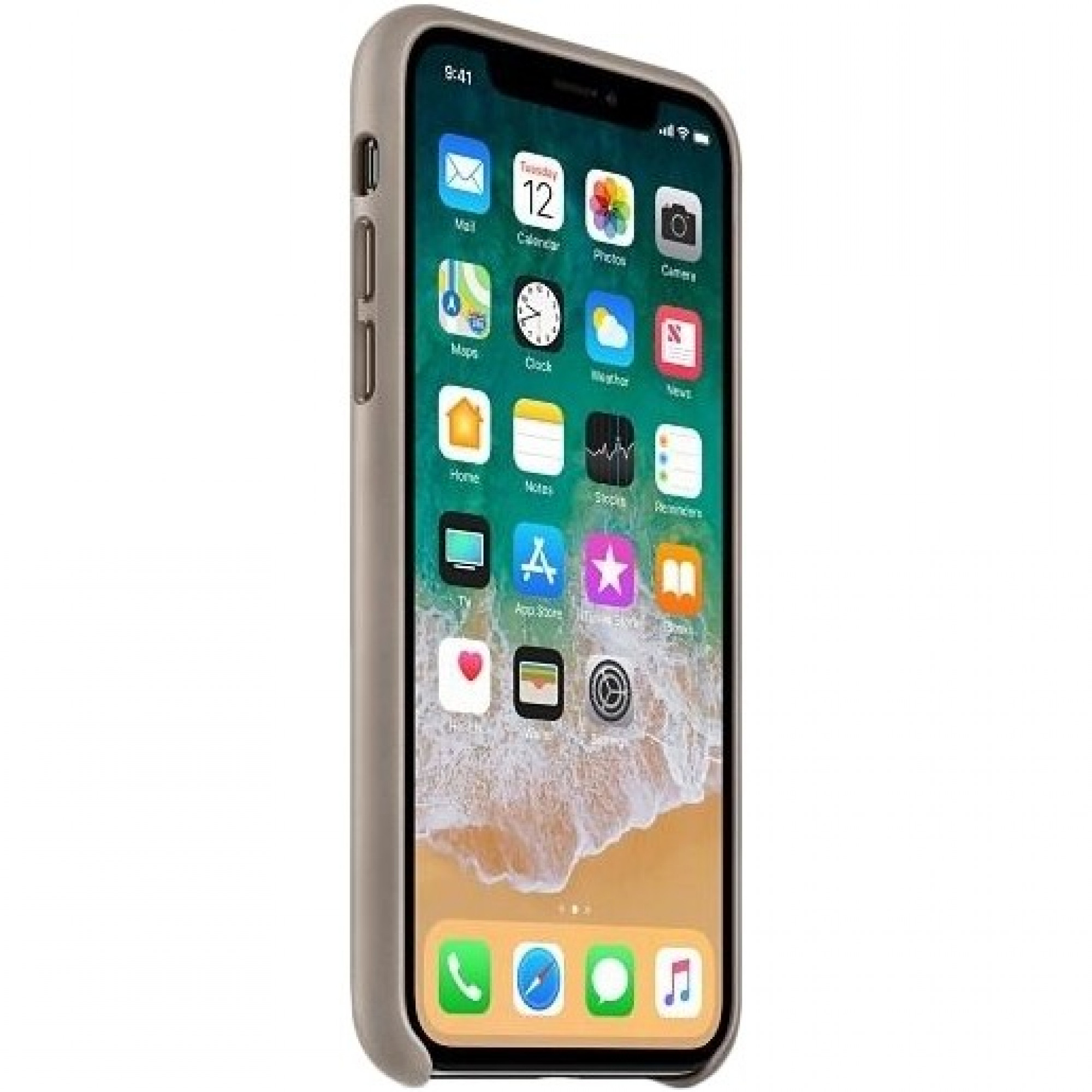 Оригинальный чехол Apple Leather Case для iPhone X Taupe (MQT92)