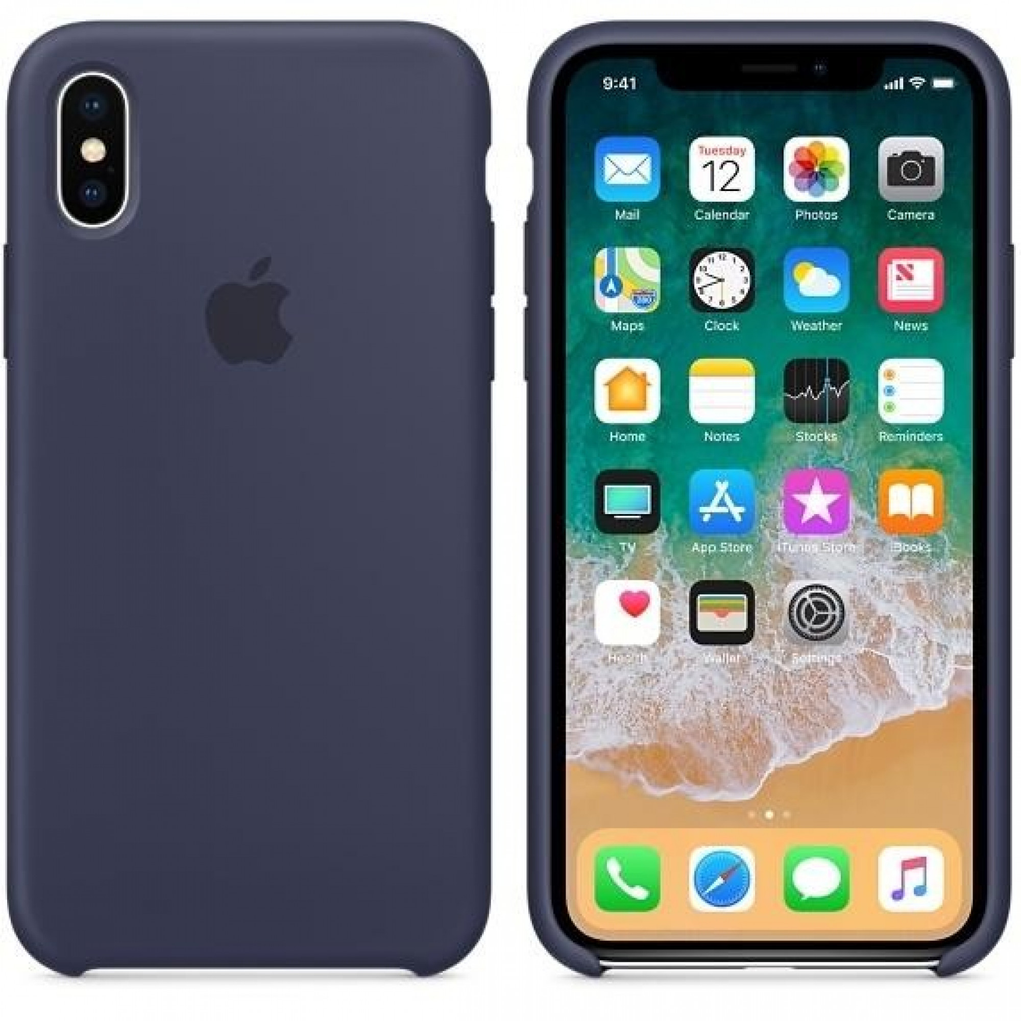 Оригінальний чохол Apple Siliсone Case для iPhone X Midnight Blue (MQT32)
