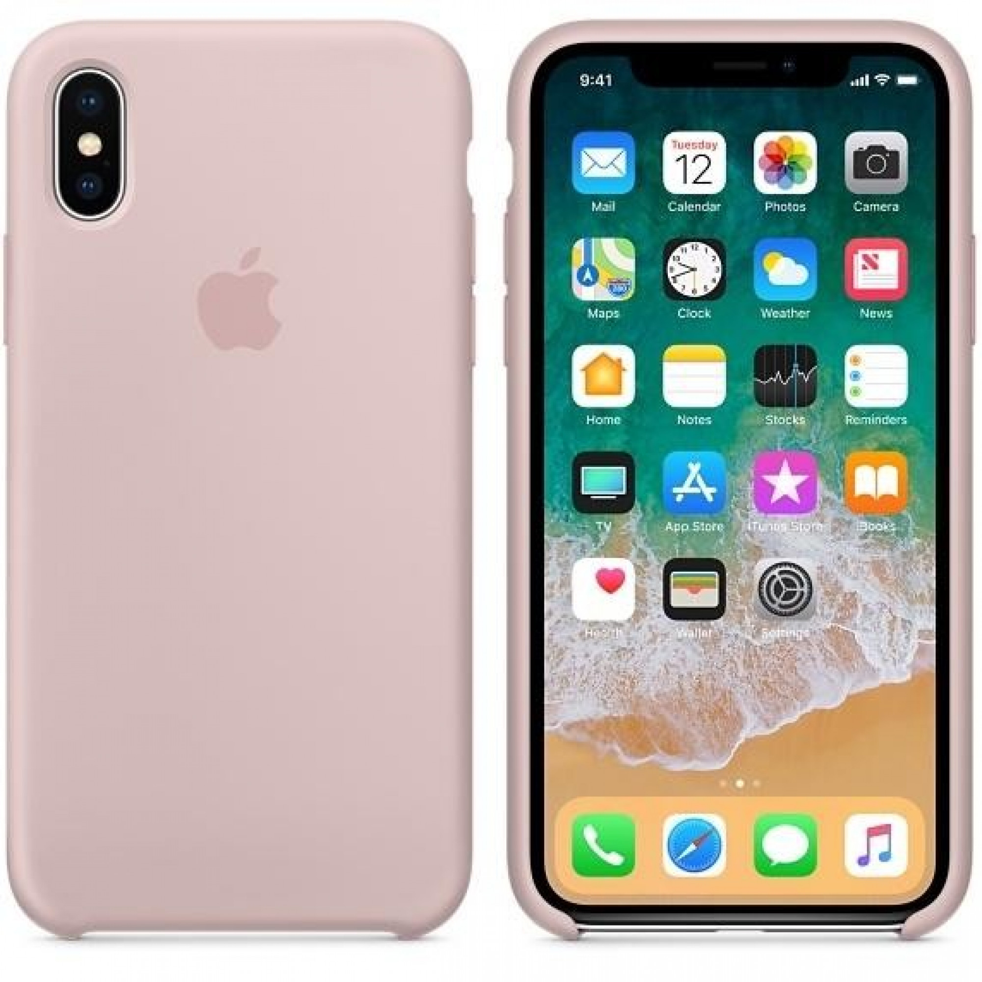 Оригінальний чохол Apple Siliсone Case для iPhone X Sand Pink (MQT62)