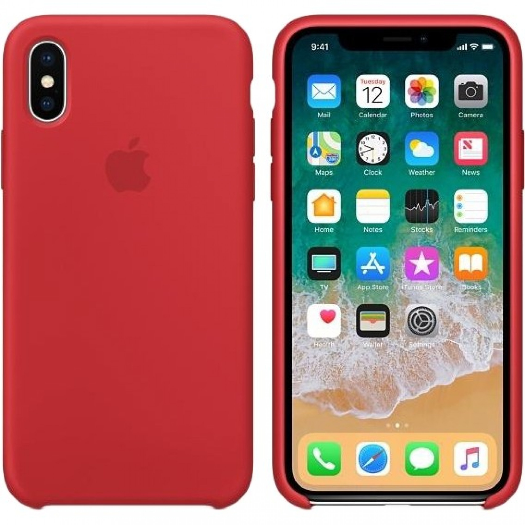 Оригінальний чохол Apple Siliсone Case для iPhone X (PRODUCT) RED (MQT52)