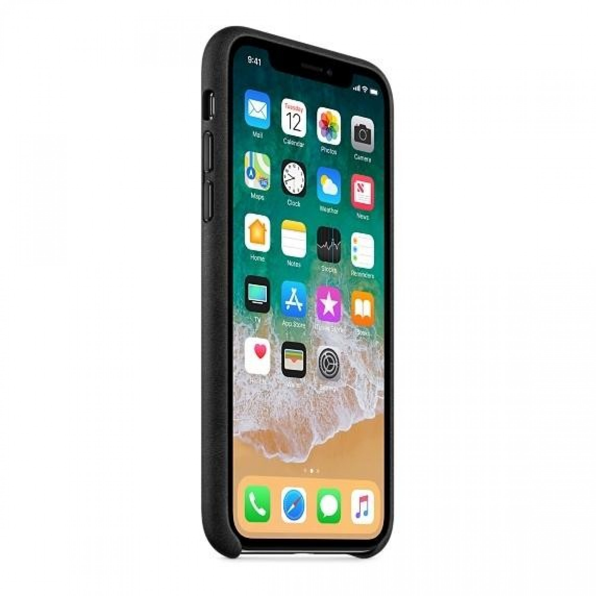 Оригинальный чехол Apple Leather Case для iPhone X Black (MQTD2)