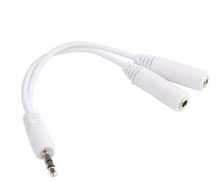 Переходник 3.5 mini jack для наушников с 2 выходами (Splitter) для Apple iPhone/iPod/iPad