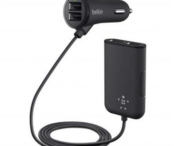 Автомобильное ЗУ Belkin Road Rockstar USB Charger (2 USB x 2.4Amp 2 USB x 1.2Amp), Чорный F8M935bt