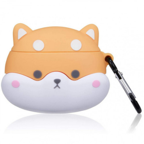 Чехол Airpods 1/2 Silicon Case Dogs (Corgi head/ Рыжий)